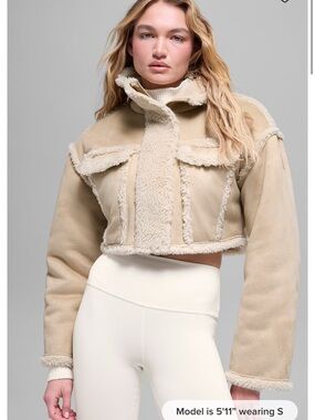 Alo Faux Shearling Snowfall Cropped Jacket